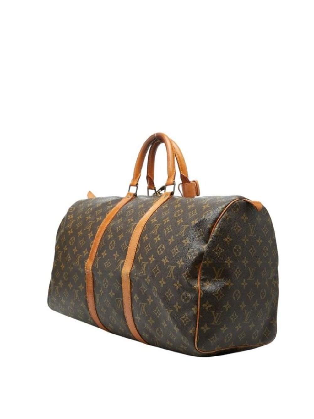 Louis Vuitton Monogram Keepall 50 Boston Bag Travel Purse Brown Leather - Picture 2 of 10